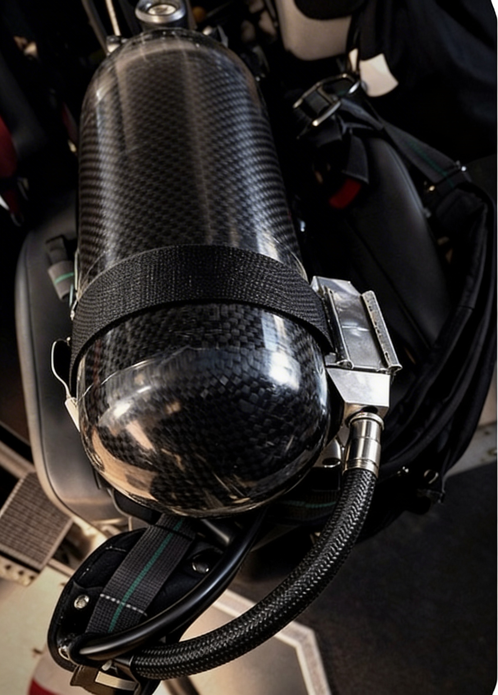 RespAI sensor mounted on firefighter SCBA